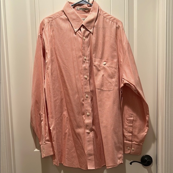 Men's Orvis Light Orange and white Checkered Shirt - Picture 1 of 3